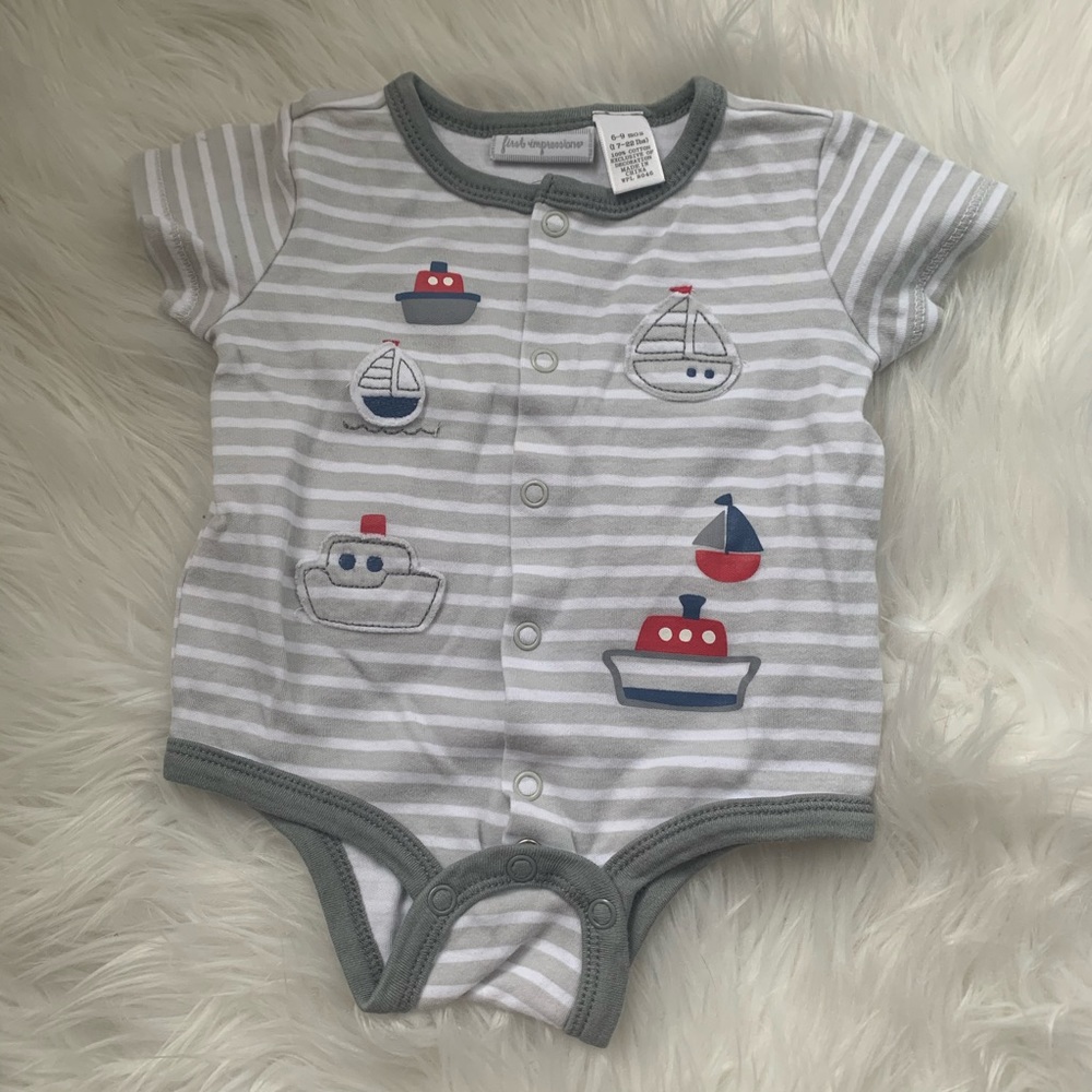 6-9M First Impressions Short Sleeve Boat Onesie